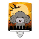 Halloween Silver Gray Poodle Ceramic Night Light Compact, UL-Certified, Ideal for Bedroom, Bathroom, Nursery, Hallway, Kitchen, 6x4x3, Multicolor