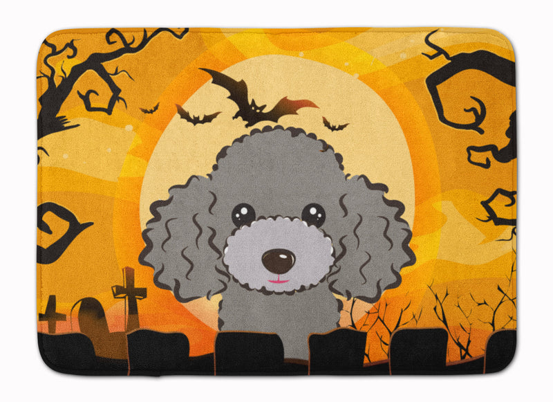 Halloween Silver Gray Poodle Machine Washable Memory Foam Mat BB1817RUG