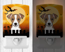 Halloween Jack Russell Terrier Ceramic Night Light Compact, UL-Certified, Ideal for Bedroom, Bathroom, Nursery, Hallway, Kitchen, 6x4x3, Multicolor