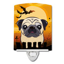 Halloween Fawn Pug Ceramic Night Light Compact, UL-Certified, Ideal for Bedroom, Bathroom, Nursery, Hallway, Kitchen, 6x4x3, Multicolor