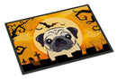 Halloween Fawn Pug Doormat Indoor Outdoor 18H X 27W Front Door Mat Rugs for Entryway, Non Slip Washable