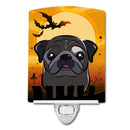 Halloween Black Pug Ceramic Night Light Compact, UL-Certified, Ideal for Bedroom, Bathroom, Nursery, Hallway, Kitchen, 6x4x3, Multicolor