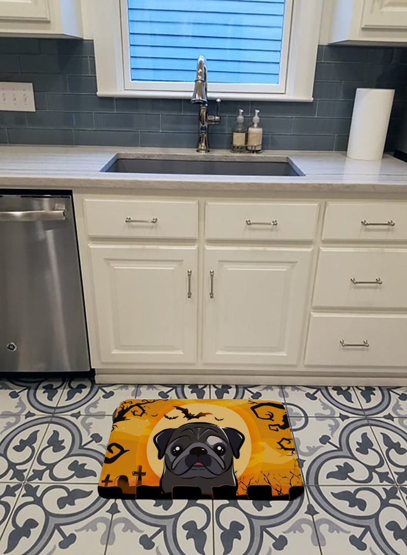 Halloween Black Pug Machine Washable Memory Foam Mat BB1821RUG