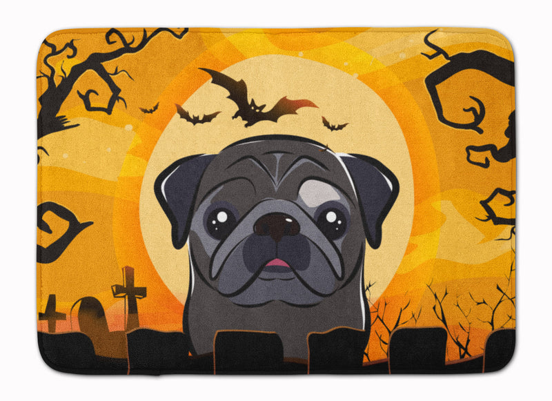 Halloween Black Pug Machine Washable Memory Foam Mat BB1821RUG