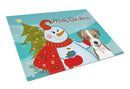 Snowman with Jack Russell Terrier Cutting Board Tempered Glass Kitchen Cutting Surface, Heat Resistant Chopping, Non-Slip Feet, Food Prep & Serving