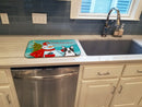 Snowman with Boston Terrier Dish Drying Mat Absorbent Dish Drying Mat Pad for Kitchen Counter Dish Drainer Mat for Countertop, 14 x 21", Multicolor