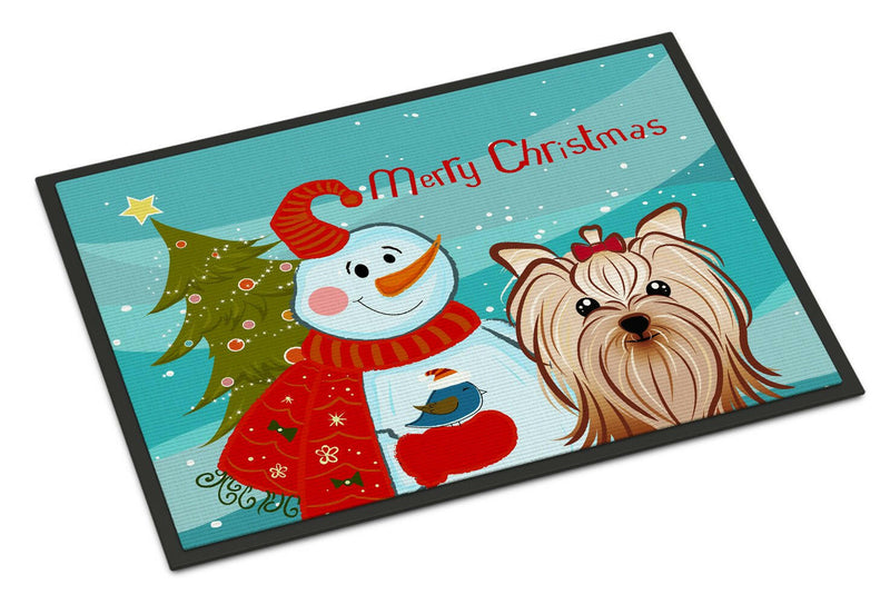 Snowman with Yorkie Yorkshire Terrier Indoor or Outdoor Mat 18x27 BB1824MAT