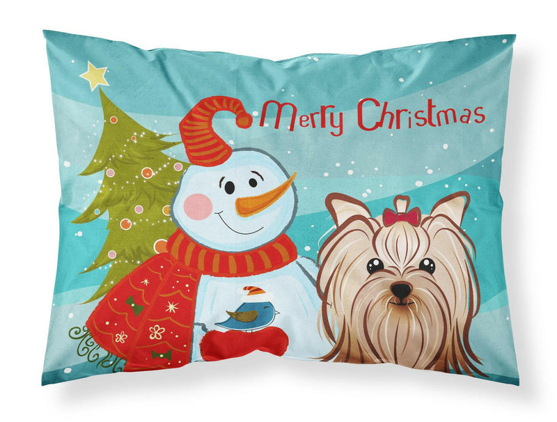 Snowman with Yorkie Yorkshire Terrier Fabric Standard Pillowcase BB1824PILLOWCASE