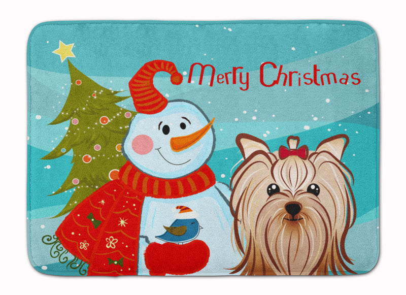 Snowman with Yorkie Yorkishire Terrier Machine Washable Memory Foam Mat BB1824RUG