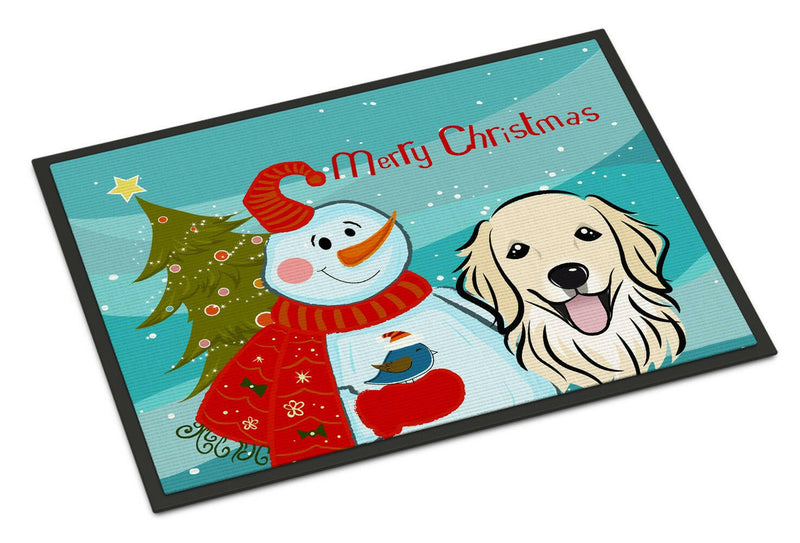 Snowman with Golden Retriever Indoor or Outdoor Mat 24x36 BB1825JMAT