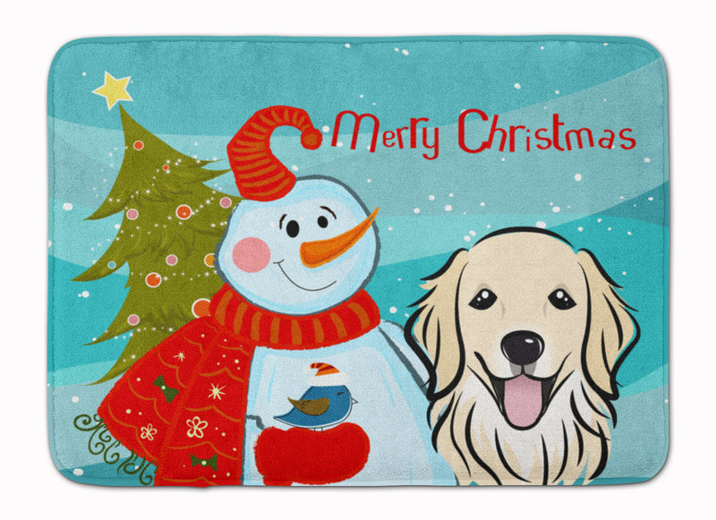 Snowman with Golden Retriever Machine Washable Memory Foam Mat BB1825RUG