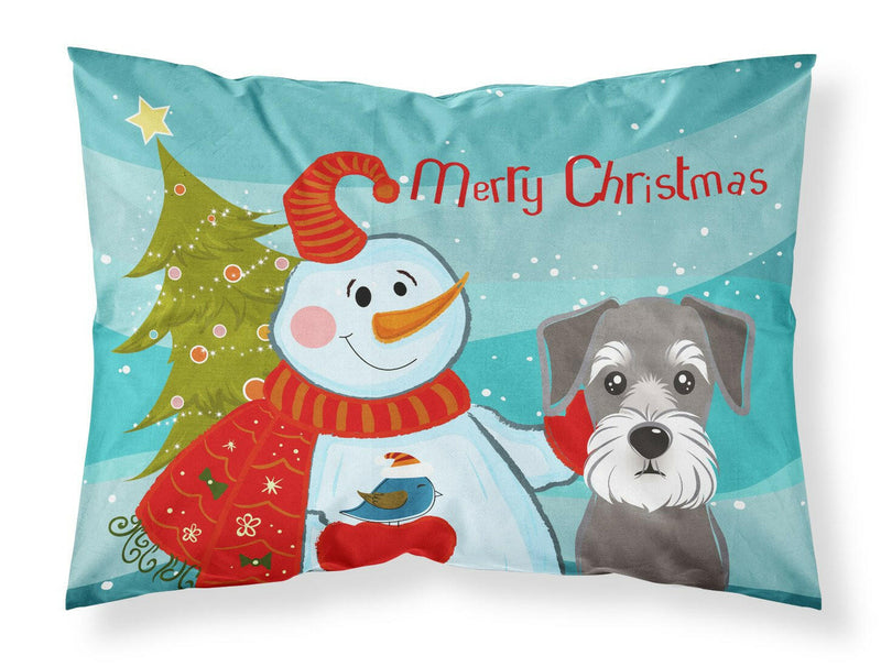 Snowman with Schnauzer Fabric Standard Pillowcase BB1826PILLOWCASE