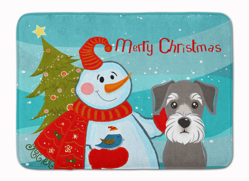 Snowman with Schnauzer Machine Washable Memory Foam Mat BB1826RUG