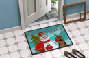 Snowman with German Shepherd Doormat Indoor Outdoor 24H X 36W Front Door Mat Rugs for Entryway, Non Slip Washable Low Pile,
