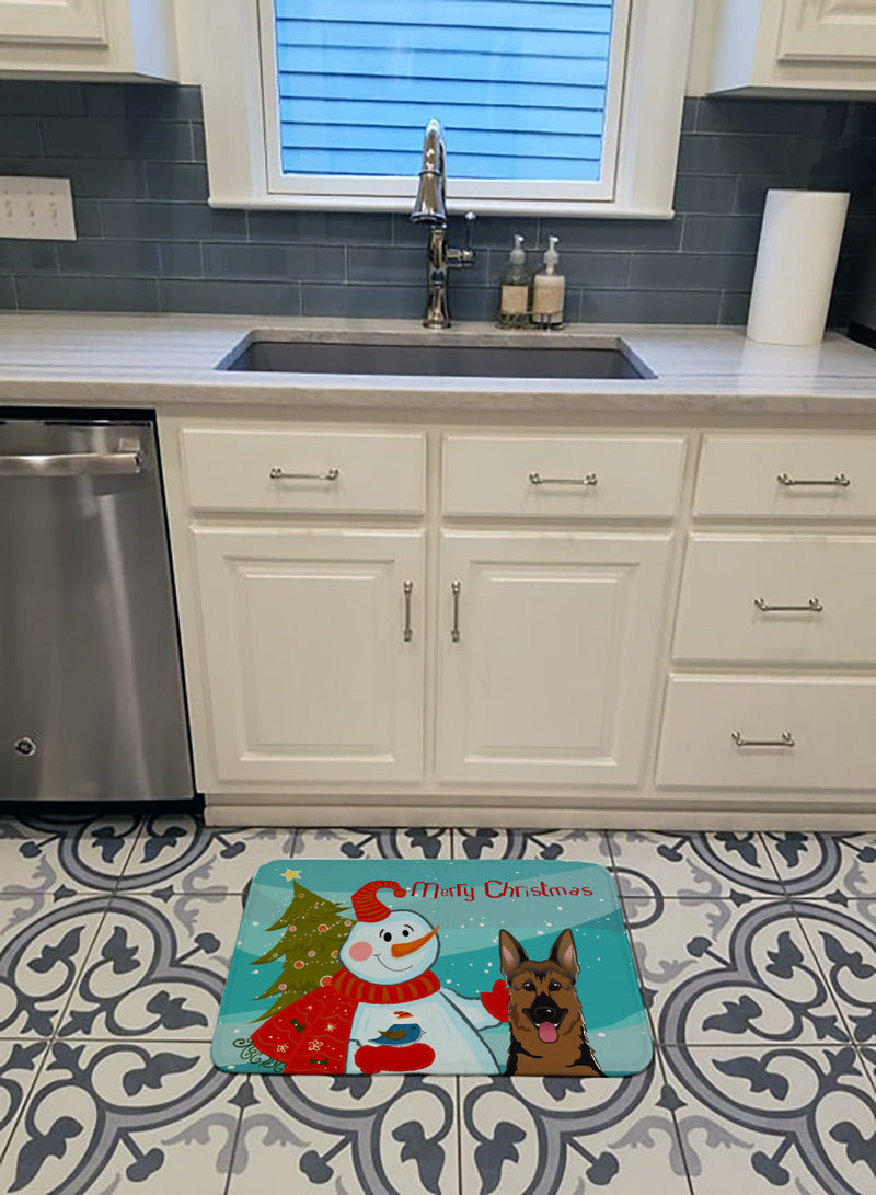 Snowman with German Shepherd Machine Washable Memory Foam Mat BB1831RUG