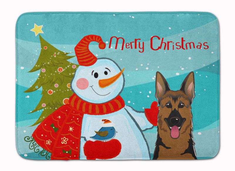 Snowman with German Shepherd Machine Washable Memory Foam Mat BB1831RUG