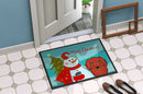 Snowman with Longhair Red Dachshund Doormat Indoor Outdoor 24H X 36W Front Door Mat Rugs for Entryway, Non Slip Washable Low Pile,