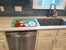 Snowman with Bichon Frise Dish Drying Mat Absorbent Dish Drying Mat Pad for Kitchen Counter Dish Drainer Mat for Countertop, 14 x 21", Multicolor