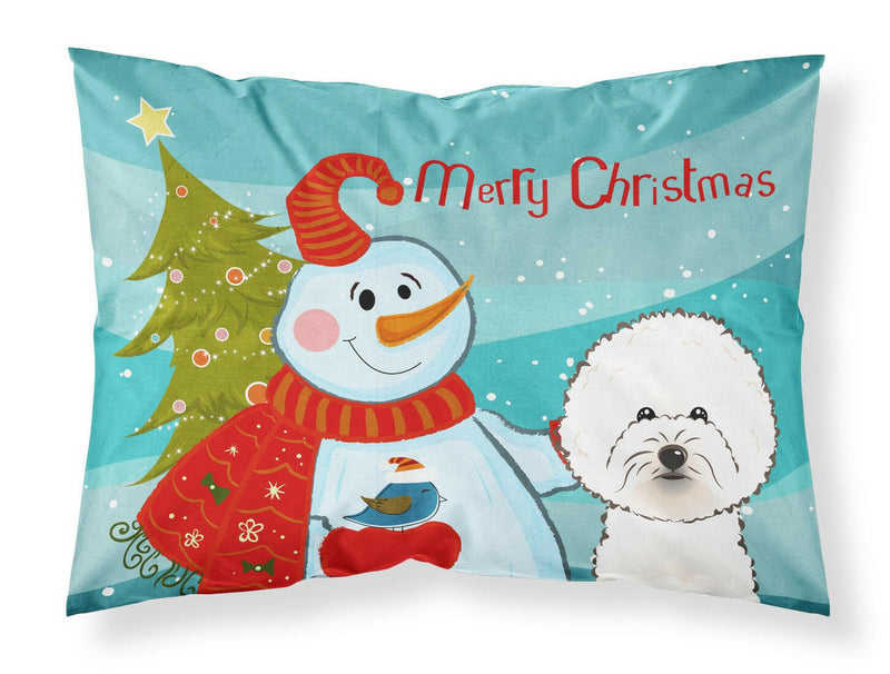 Snowman with Bichon Frise Fabric Standard Pillowcase BB1837PILLOWCASE