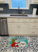 Snowman with Pekingese Machine Washable Memory Foam Mat BB1841RUG