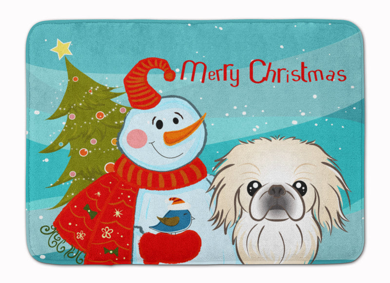 Snowman with Pekingese Machine Washable Memory Foam Mat BB1841RUG