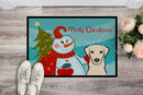 Snowman with Yellow Labrador Doormat Indoor Outdoor 24H X 36W Front Door Mat Rugs for Entryway, Non Slip Washable Low Pile,