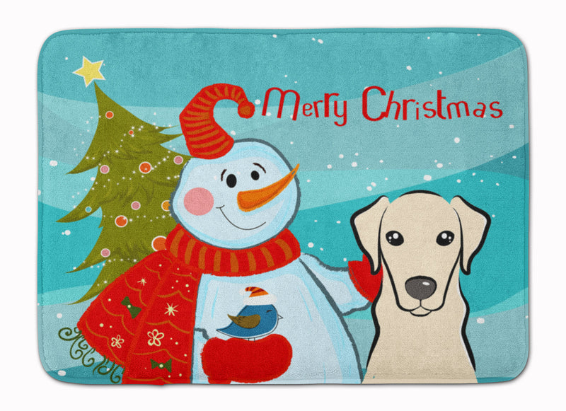 Snowman with Yellow Labrador Machine Washable Memory Foam Mat BB1842RUG