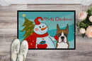 Snowman with Boxer Doormat Indoor Outdoor 24H X 36W Front Door Mat Rugs for Entryway, Non Slip Washable Low Pile,