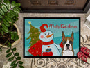Snowman with Boxer Doormat Indoor Outdoor 24H X 36W Front Door Mat Rugs for Entryway, Non Slip Washable Low Pile,