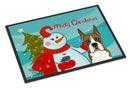 Snowman with Boxer Doormat Indoor Outdoor 24H X 36W Front Door Mat Rugs for Entryway, Non Slip Washable Low Pile,