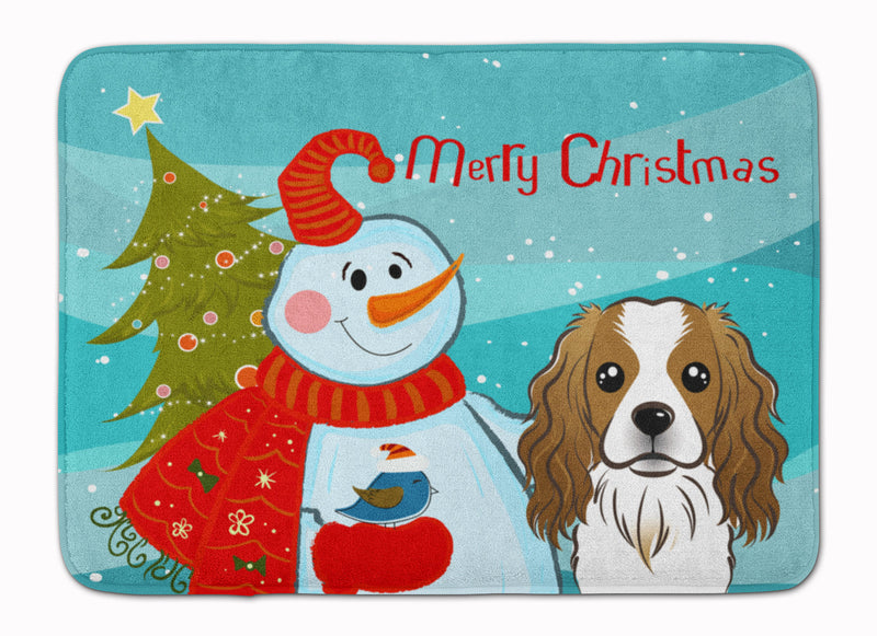 Snowman with Cavalier Spaniel Machine Washable Memory Foam Mat BB1844RUG