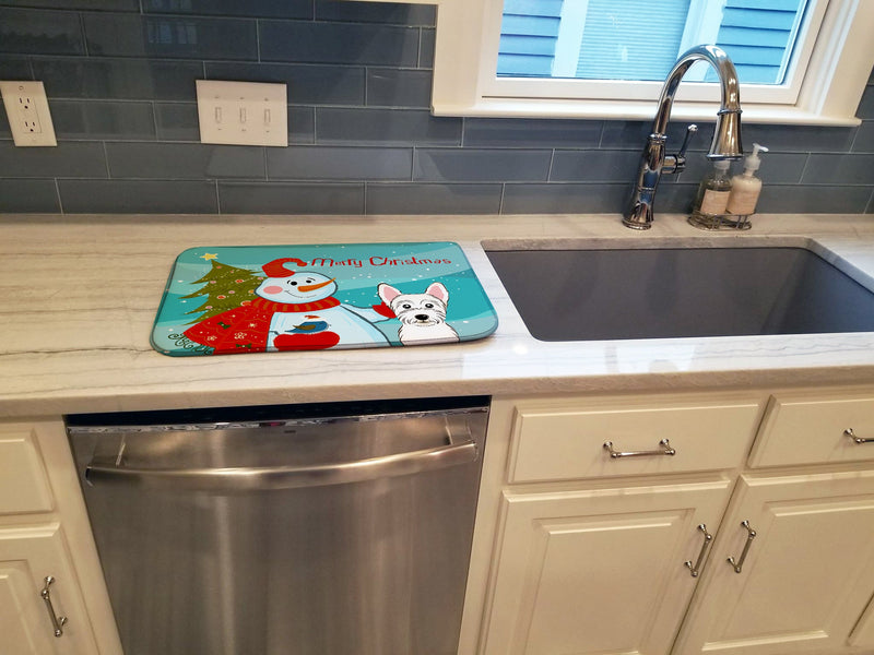 Snowman with Westie Dish Drying Mat BB1846DDM