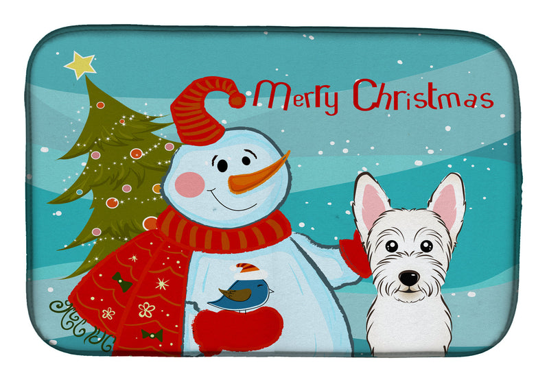 Snowman with Westie Dish Drying Mat BB1846DDM