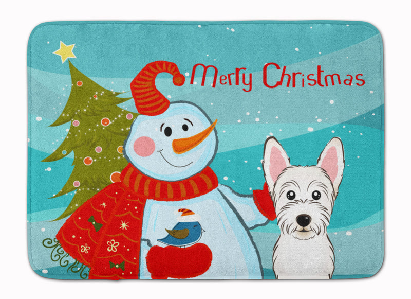 Snowman with Westie Machine Washable Memory Foam Mat BB1846RUG