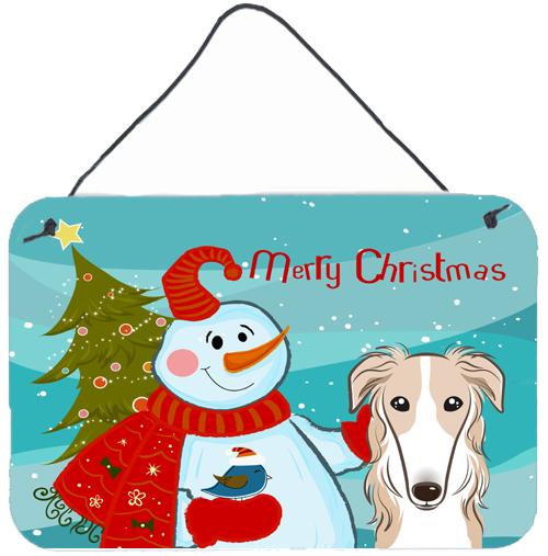 Snowman with Borzoi Wall or Door Hanging Prints BB1848DS812