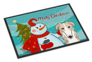 Snowman with Borzoi Doormat Indoor Outdoor 24H X 36W Front Door Mat Rugs for Entryway, Non Slip Washable Low Pile,