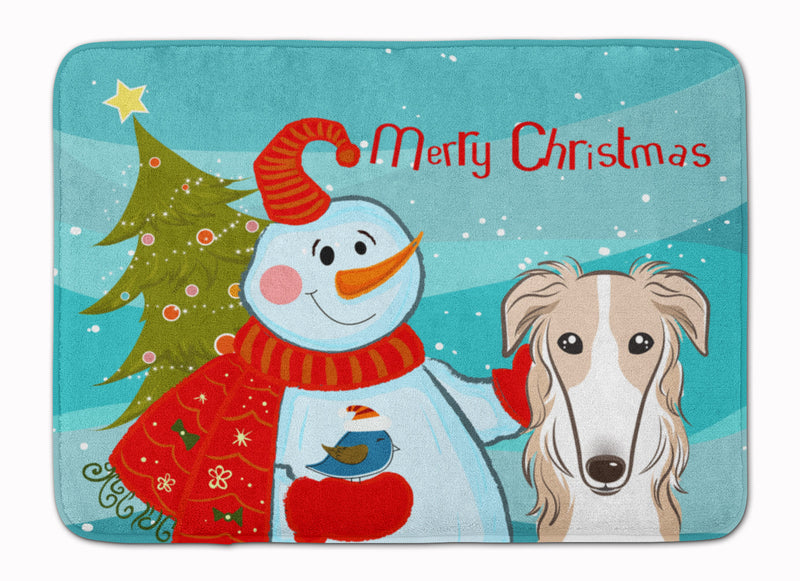 Snowman with Borzoi Machine Washable Memory Foam Mat BB1848RUG