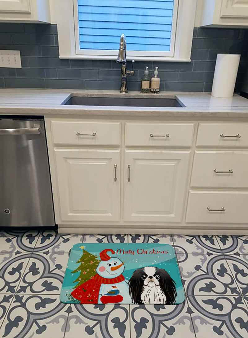 Snowman with Japanese Chin Machine Washable Memory Foam Mat BB1850RUG