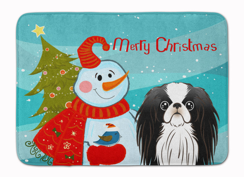 Snowman with Japanese Chin Machine Washable Memory Foam Mat BB1850RUG