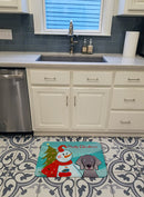 Snowman with Weimaraner Machine Washable Memory Foam Mat BB1851RUG