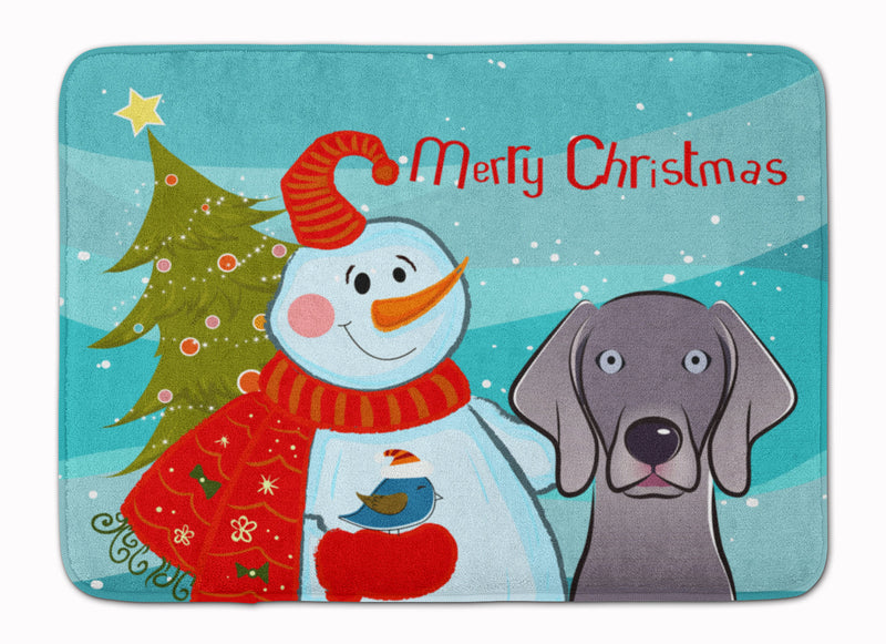 Snowman with Weimaraner Machine Washable Memory Foam Mat BB1851RUG