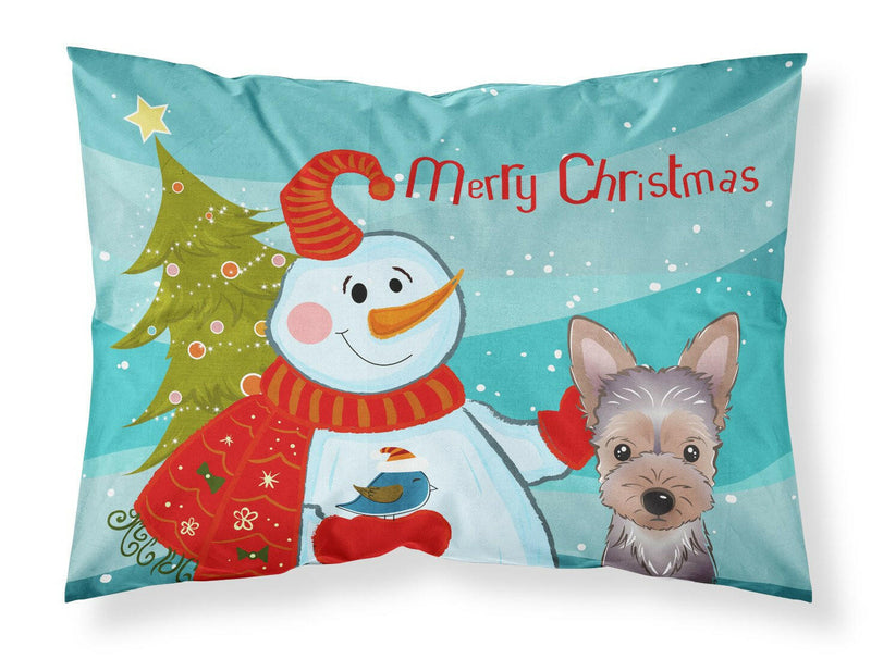 Snowman with Yorkie Puppy Fabric Standard Pillowcase BB1852PILLOWCASE