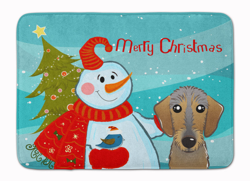 Snowman with Wirehaired Dachshund Machine Washable Memory Foam Mat BB1853RUG