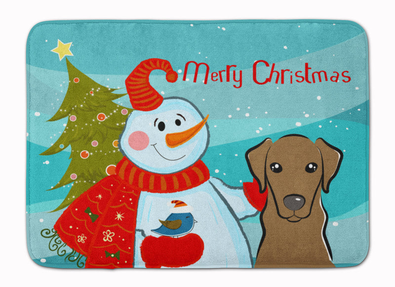 Snowman with Chocolate Labrador Machine Washable Memory Foam Mat BB1854RUG