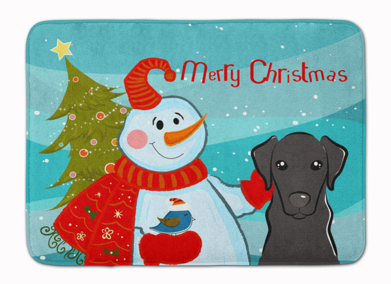 Snowman with Black Labrador Machine Washable Memory Foam Mat BB1855RUG