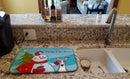 Snowman with Italian Greyhound Dish Drying Mat Absorbent Dish Drying Mat Pad for Kitchen Counter Dish Drainer Mat for Countertop, 14 x 21", Multicolor