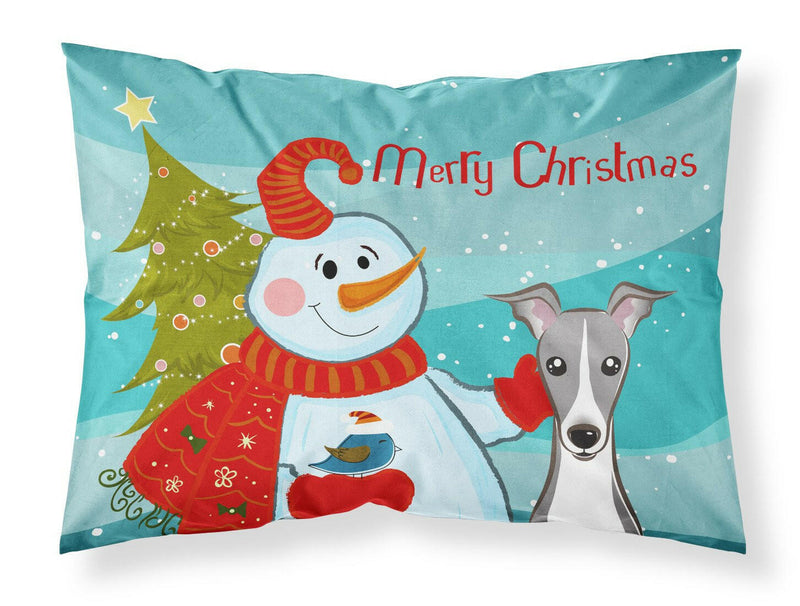 Snowman with Italian Greyhound Fabric Standard Pillowcase BB1856PILLOWCASE