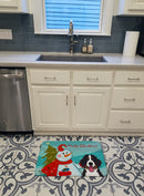 Snowman with Bernese Mountain Dog Machine Washable Memory Foam Mat BB1857RUG