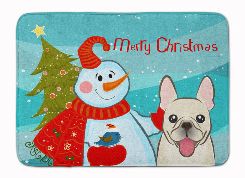 Snowman with French Bulldog Machine Washable Memory Foam Mat BB1858RUG