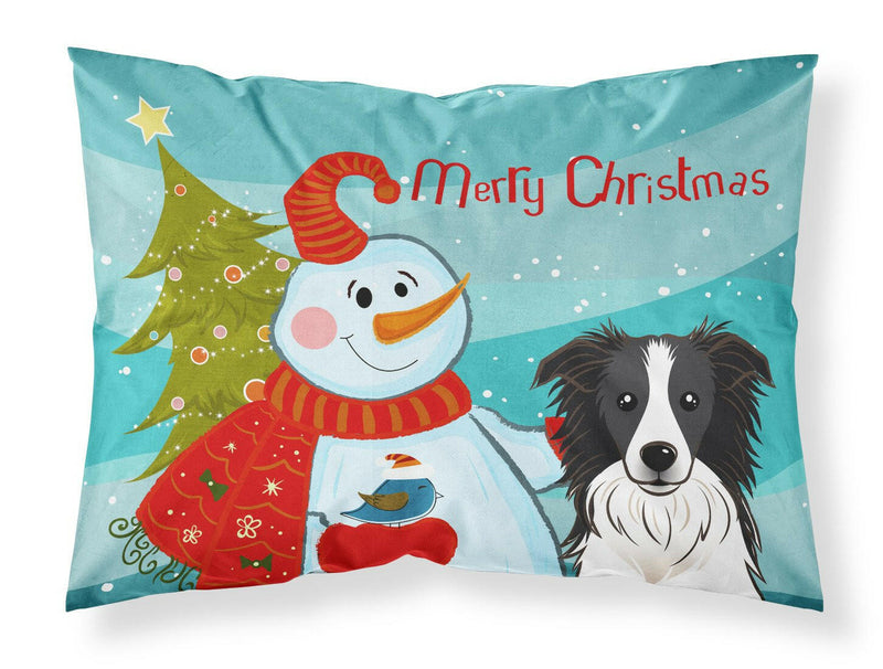 Snowman with Border Collie Fabric Standard Pillowcase BB1861PILLOWCASE